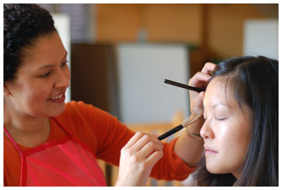 Mazie getting makeup done