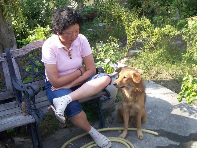 mom and dog